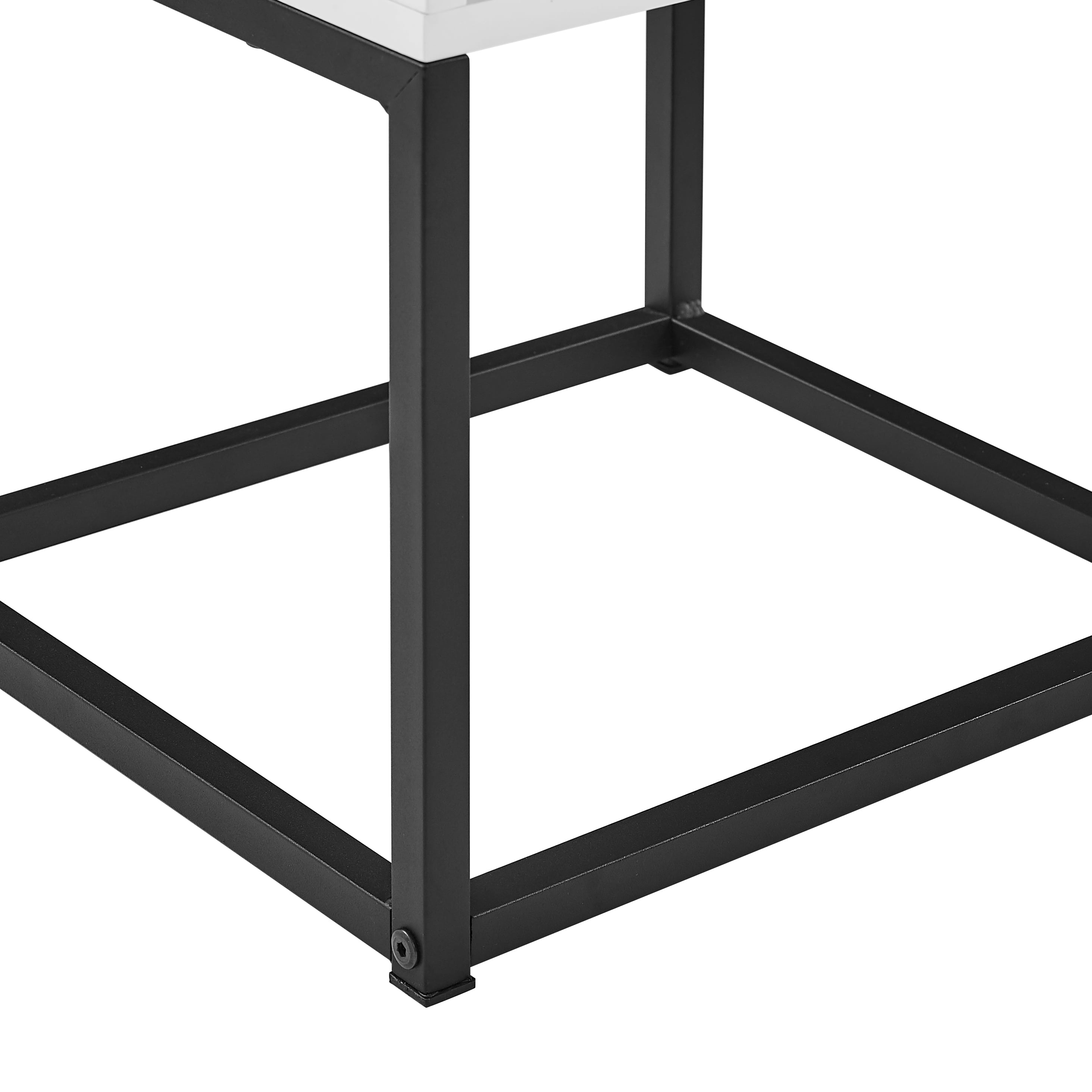 MUSEHOMEINC End Table with drawer and shelf, Metal Legs - White Finish