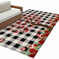 thumbnail image 2 of Area Rug for Living Room, Valentine's Day Non-Slip Indoor Large Carpet for Bedroom/Dining Room, Romantic Love Trees Red Roses Black Plaid Washable Low-Profile Rectangle Floor Runner Rugs - 4 x 6 Ft, 2 of 7