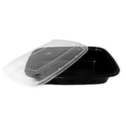 32 oz. Black Rectangular Microwavable Food Take-Out Containers w/Lid (Pack of 50 )