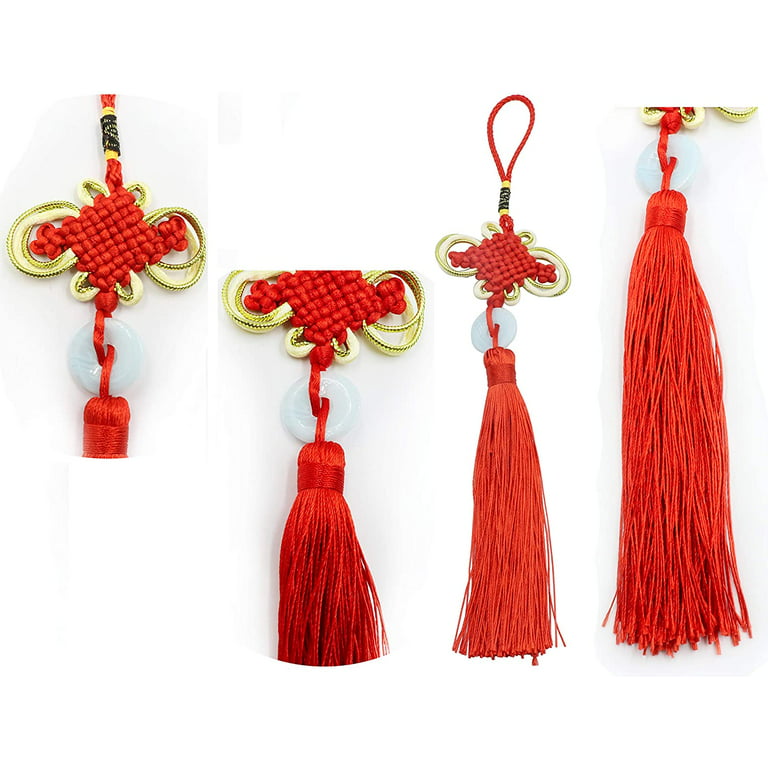 Walbest Chinese Tassel Chinese Knot Red Handmade Tassels Chinese Knots  Imitation Jade,Lucky Knots to Attract Wealth Good Fortune and Health,for  Door