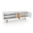 thumbnail image 4 of 62.99" Mid Century - Modern TV Stand with 3 Shelves and 2 Doors, White and Brown, 4 of 10