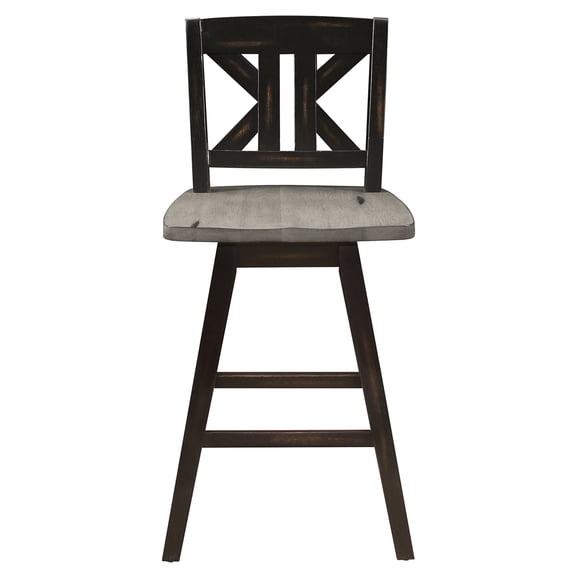Distressed Gray and Black - X-Back Feature - Dining Use - Solid Wood Chairs