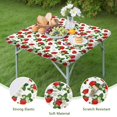 thumbnail image 4 of Red Strawberry Plants Fruit Flower White Pattern Square Fitted Tablecloth with Elastic Edge,Square Table Cover,Washable Elastic Table Cover for Home Kitchen Party Decor 34"x34", 4 of 6