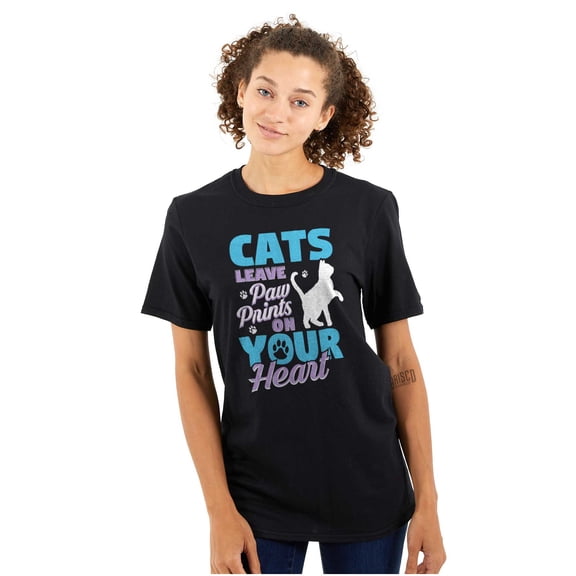 Cats Leave Paw Prints on Your Heart Women's Plus Size Graphic Tee Brisco Brands 2X