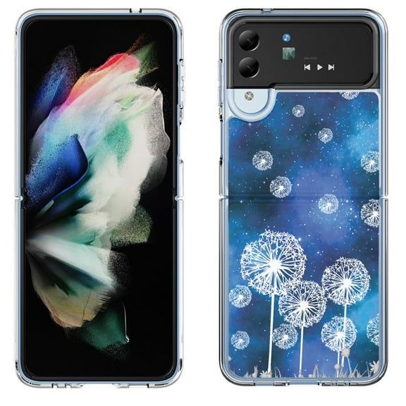 Shockproof Bumper Phone Case for Samsung Galaxy Z Flip 4 5G, by OneToughShield ® - Dandelion Stars
