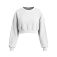 thumbnail image 5 of Hfnxid Cropped Sweatshirt for Women Corduroy Long Sleeve Pullover Top Loose Fit Casual Sweatshirt Solid Color Fall Shirt White,XXL, 5 of 6