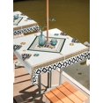 thumbnail image 2 of Outdoor Tablecloths with Umbrella Hole & Zipper, Beige Boho 54x54 Inch Square Tablecloths, Vintage Ethnic Tribe Abstract Art Retro Waterproof Table Cloth, Patio/Pool/Picnic Table Covers, 2 of 8