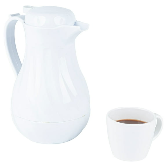 Restpresso 42 oz White Thermal Coffee Carafe Server - 8" x 6" x 10" - 1 count box