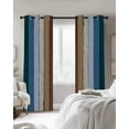 thumbnail image 3 of Blue Brown Blackout Curtains 63 Inches Long for Bedroom, Farmhouse Wood Grain Vintage Vertical Striped Thermal Insulated Room Darkening Black Out Window Curtain Panels Grommet Drapes for Living Room, 3 of 8
