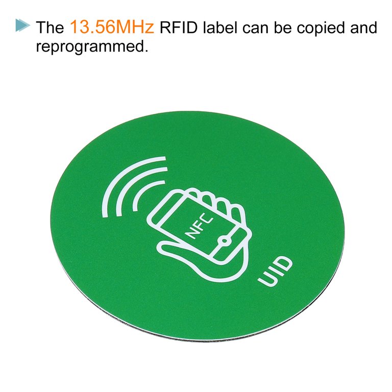 Uxcell UID 13.56MHz Rewritable Back Adhesive NFC Tags Stickers RFID Label  Green 2 Pack