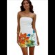thumbnail image 2 of Vestido Tropical de Verano para Mujer, Sin Tirantes, Floral, Midi, Ajustado, para Fiesta y Club. Color Naranja L, 2 of 7