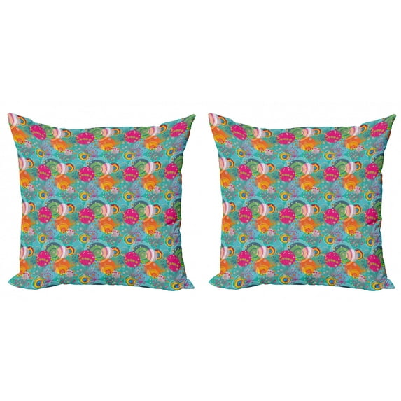 Ambesonne Floral Throw Pillow Cover 2 Pack, Dandelion Vibrant Spring, 16", Multicolor