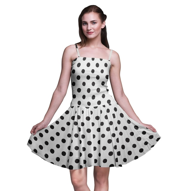 Bimba Robe Soleil Mini à Taille Smockée Géométrique pour Femmes Imprimée pour Vacances d'Été Fête-TTTG