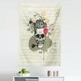 thumbnail image 1 of Skull Smoking Tapestry, Mustached Skeleton Head Image on Floral Background Illustration, Fabric Wall Hanging Decor for Bedroom Living Room Dorm, 5 Sizes, Cream and Multicolor, by Ambesonne, 1 of 1