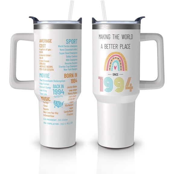 Happy 31th Birthday Gifts for Woman Her Mom- 31 Years Old Birthday Gifts Idea Turning 31 Gifts for Women - Thirty-one Birthday Tumbler 40oz（1994 White）