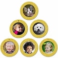 thumbnail image 2 of The Original Mini Glitter Photo Christmas Ornaments, Magnetic Easy-Load Picture Frame Ornament, Includes Photo Protectors Plus Hooks for Hanging, Round, Gold 6-Pack, 2 of 4