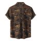 thumbnail image 2 of Camisas Vaqueras Para Hombre Camisa informal a la para hombre, camisa hawaiana con estampado geométrico, blusa de manga corta con botones y cuello vuelto, camisa de verano (Coffee, L), 2 of 6