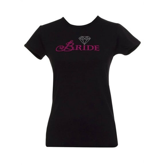 Jeweled Diamond Bride Womens Black T-Shirt - Small