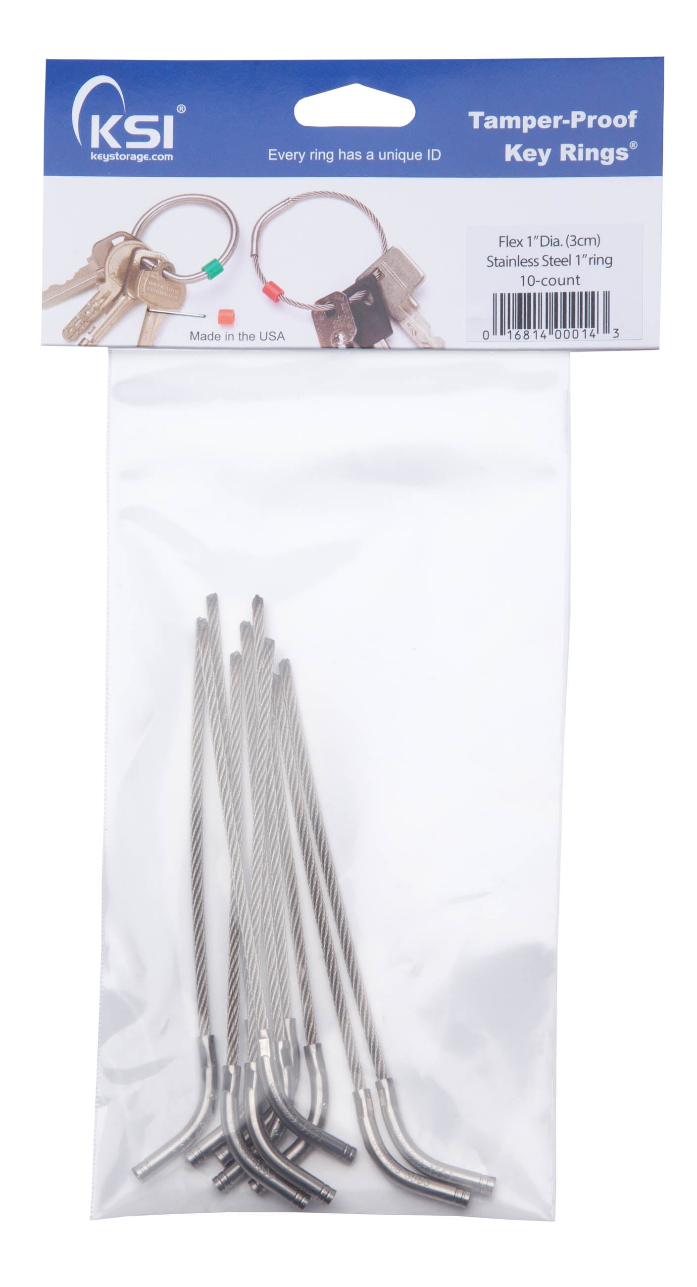 Tamper Proof Key Ring Flex 1" Dia. (3 cm) 10 Pack
