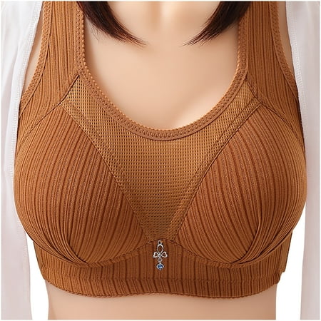 IROINNID Discount Full Coverage Bra for Women Plus Size Bras Behind Buckle  Comfortable Breathable Exhaust Base Solid Non-Steel Ring Non-Magnetic  Buckle Underwear,Coffee 