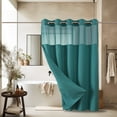 thumbnail image 3 of Todaioua Green No Hook Waffle Weave Shower Curtain with snap-in Liner Replacement, Fabric Hotel Shower Curtain for Bathroom, Through Mesh Top Window,71"W x 74"H, 3 of 6