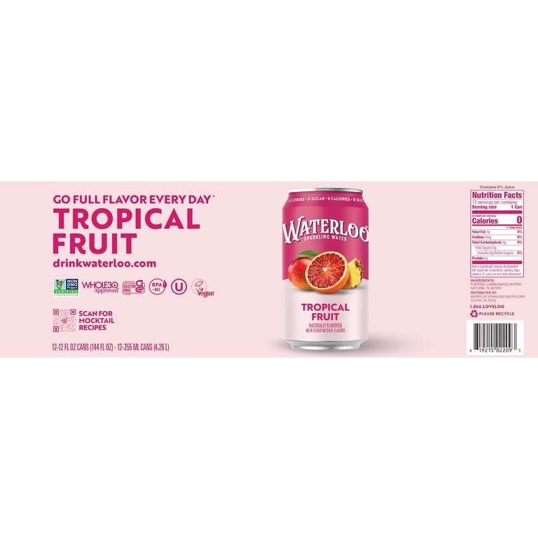 Waterloo Tropical Fruit Sparkling Water, 12 fl oz, 12 Pack photo 6