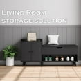 thumbnail image 4 of Entryway Shoe Storage Bench 50 Inches, Hidden Cabinet and Shelf Design for 16 Pairs of Shoes, Versatile Living Room Bedroom Furniture, Black Vintage Style, 4 of 6