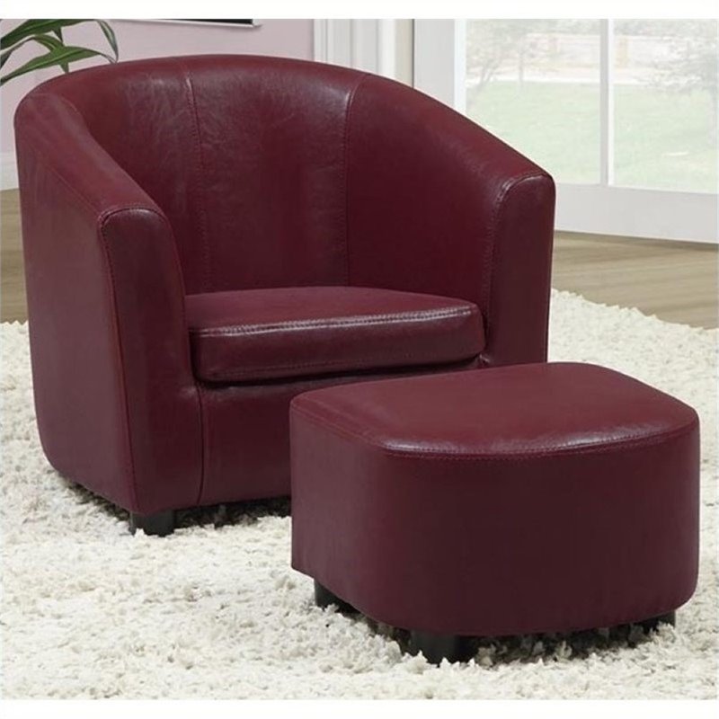 Rosebery Kids Faux Leather Chair And Ottoman Set In Red Walmart Com Walmart Com