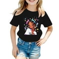 thumbnail image 2 of T Shirts for Girls Short Sleeve Kids Cartoon Graphics Cotton Tee Round Neck Summer Tops Black,11-12 Years, 2 of 5