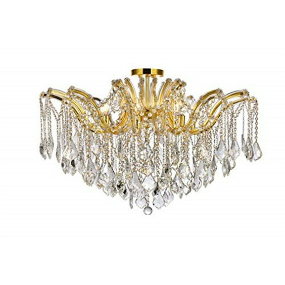 Elegant Lighting Maria Theresa 8-Light Crystal & Steel Semi Flush Mount in Gold