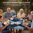 thumbnail image 3 of Round Outdoor Tablecloth with Umbrella Hole and Zipper, Vintage Abstract Tablecloth with Elastic Waterproof, Minimalist Patchwork Pattern Navy Blue Patio Table Covers for 55" - 60" Pool Tables, 3 of 9