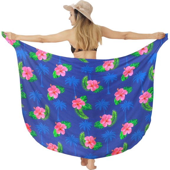 HAPPY BAY Women's Cover-up Beach Cover up Swimwear Wraps Vacation Swimsuit Long Coverups Beachwear Bikinis Pareos Summer Sarong One Size Han, Hibiscus