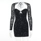 thumbnail image 3 of Falda Vestido ajustado para mujer Vestido de manga larga con cuello redondo Vestido corto sexy Ropa de fiesta Kuymtek Negro L para Mujer, 3 of 9