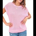 thumbnail image 3 of Top de Crochet con Cuello Redondo y Corta para Mujer, Rosa, Talla M, 3 of 8