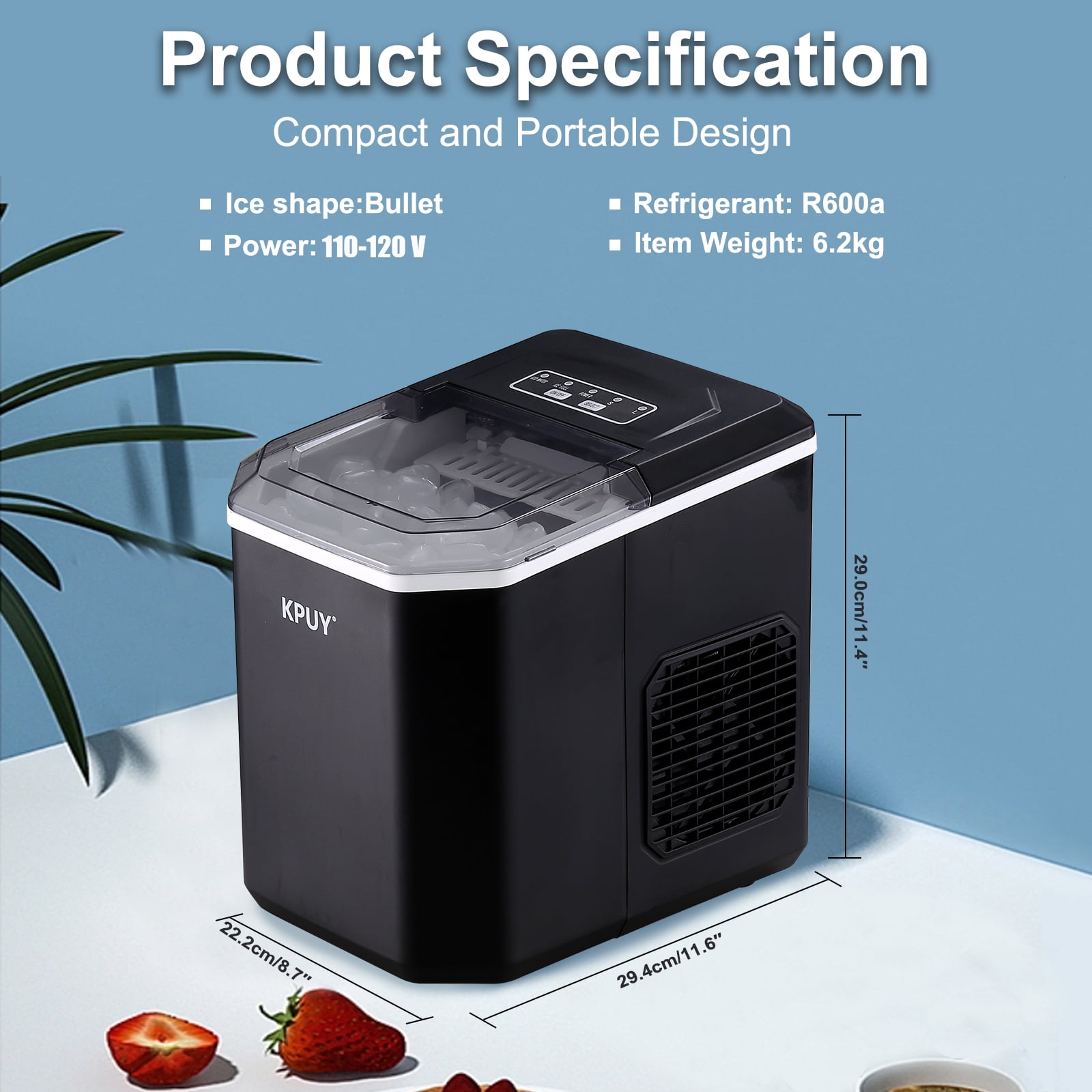 Ice Makers Countertop, Self-Cleaning Function, Portable Electric Ice Cube Maker Machine, 9 Bullet Ice Ready in 6 Mins, 26lbs 24Hrs with Ice Bags and Ice Scoop Basket for Home Bar Camping RV(Silver)