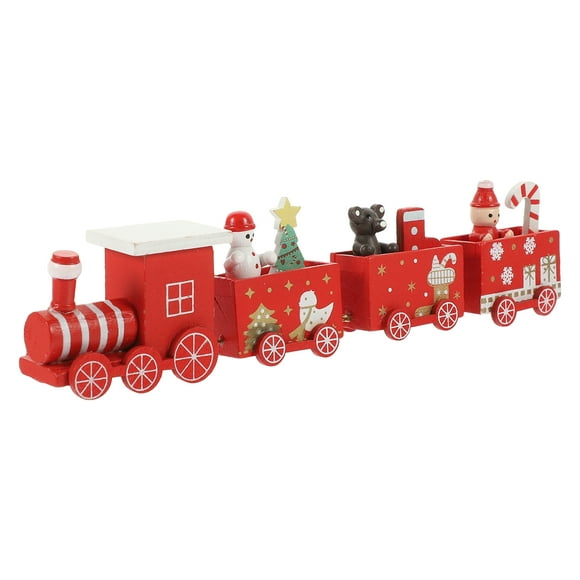 CIMAXIC christmas Christmas Wooden Train Toy Christmas Wooden Train Ornament Mini Painted Train Decoration,8.27"X1.77"X0.98"