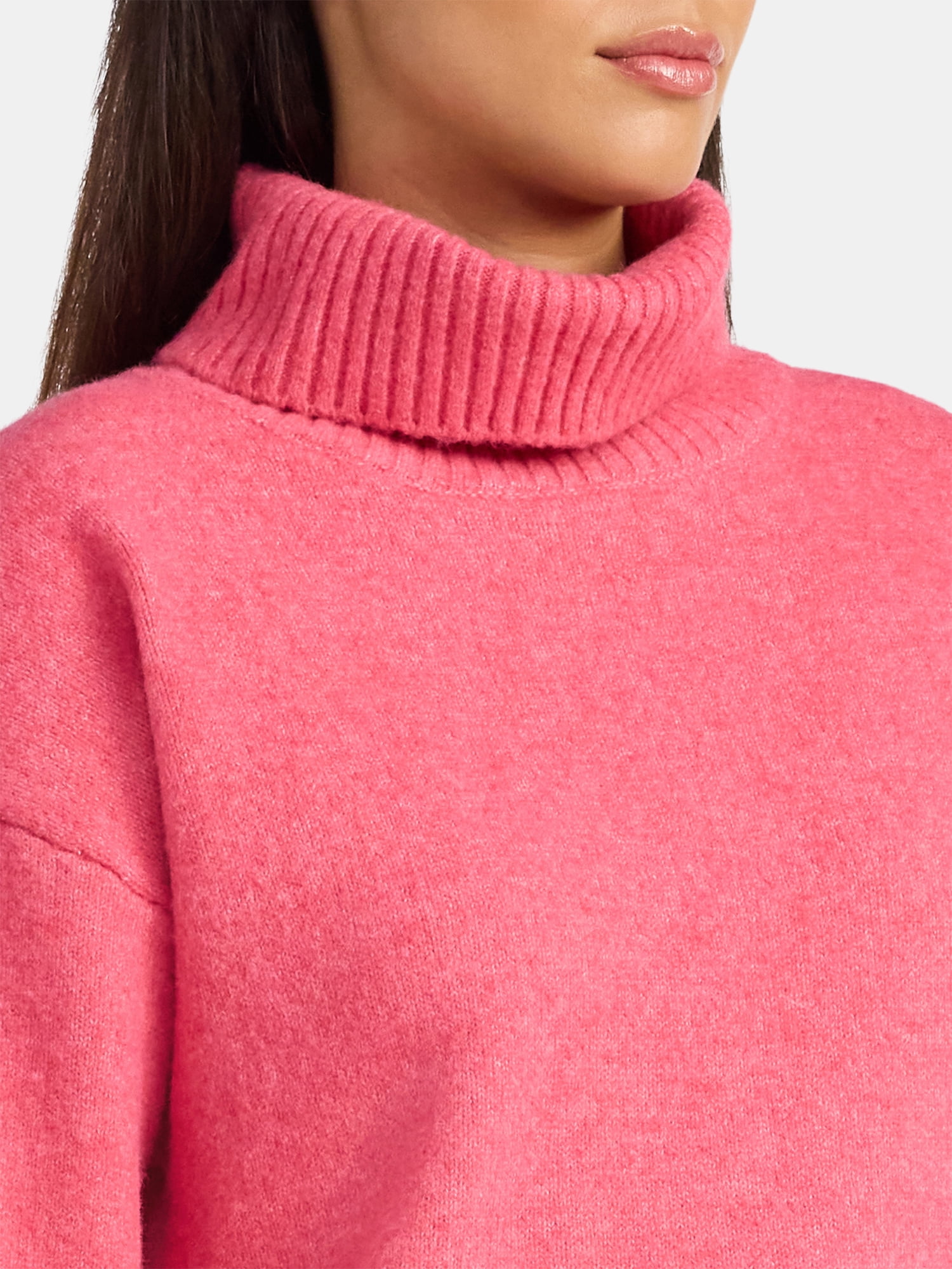 Time and Tru Women's Chunky Turtleneck Pullover Sweater with Long Sleeves, Mid-weight, Sizes XS-XXXL