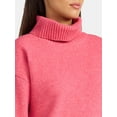 thumbnail image 4 of Time and Tru Women's Chunky Turtleneck Pullover Sweater with Long Sleeves, Mid-weight, Sizes XS-XXXL, 4 of 5