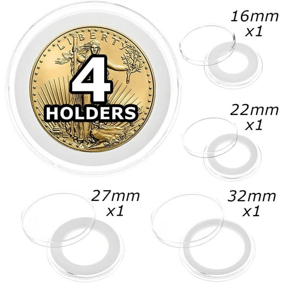 OnFireGuy American Gold Eagle Coin Holder Variety Pack (White Ring, 1 Holder in Each Size)