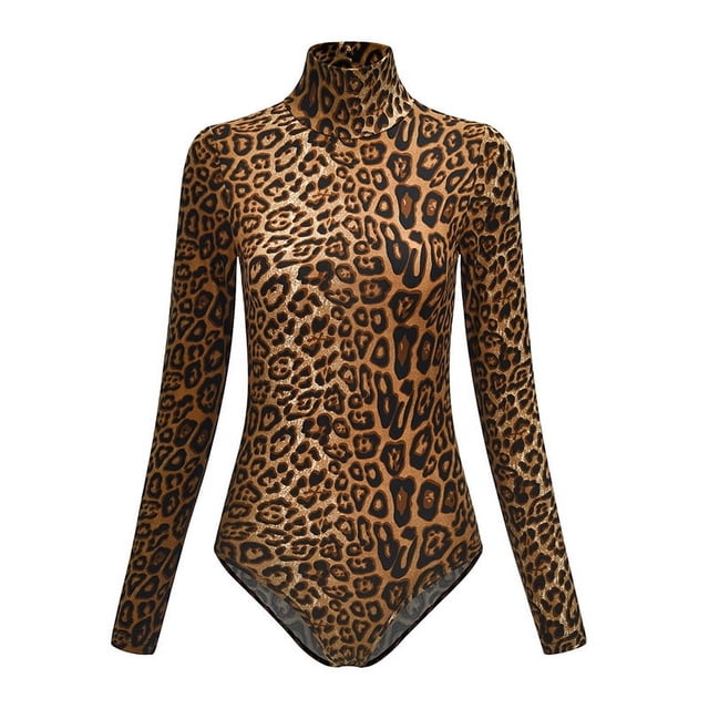 Mono sexy con estampado de leopardo y manga larga de cuello alto para mujer de Europa y Estados Unidos para otoño