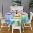 thumbnail image 2 of Colorful Watercolor Stripe Pattern Round Tablecloth 60"x60",Wrinkle Wipeable Table Cloth for Kitchen Dining Room Picnic Patio Party, 2 of 6