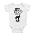thumbnail image 1 of Sorry I Can't I Have Plans With My Mudi Love Pet Dog Cute Baby Jumpsuits (White, 6-12 Months), 1 of 5