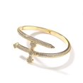 thumbnail image 1 of Gold Titanium Stainless Steel Pave Cubic Zironia Simulate Diamond Stackable Oval opening Bangle Bracelet, 1 of 5
