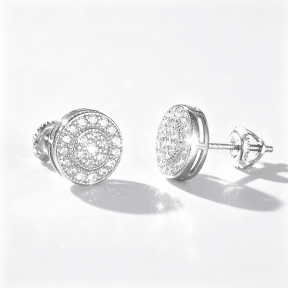 KIJ 0.51 Carat Round Moissanite Stud Earrings, Rhodium Plated 925 Sterling Silver GRA Certified Hypoallergenic Gifts for Men Women