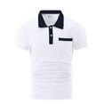 thumbnail image 3 of Tosmy Men's Fashion Shirt Male All Seasons Leisure Trendy Design Lapel Button Pocket Short Sleeve Tops Classic Golf Shirts, 3 of 9