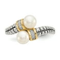 thumbnail image 5 of 14K Two-Tone Gold Ring Band Pearl Yellow Freshwater Round White Diamond, 5 of 5