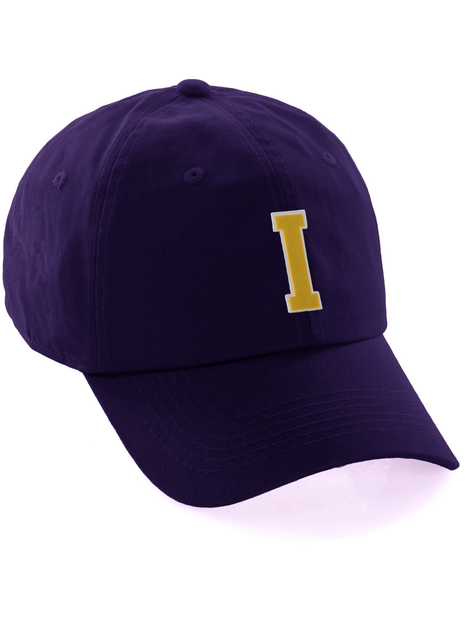 Baseball Z White to Purple Letter A Intial Cap M Letter Colors, Hat Team Customized Gold