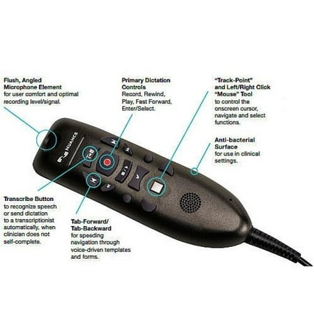 Nuance DP-0POWM3N9-DG-D PowerMic III Handheld USB Dictation Microphone with Cradle and 9 Foot Cord for Dragon Professional Group and Dragon Legal Group Only