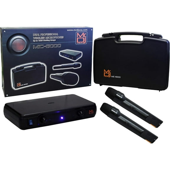 MR DJ MIC6000 Wireless Dual Handheld design Microphone System with Carrying Case