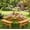 8 Seats - Natural, variant on Noble House Isolde 8-Seat Circular Picnic Table with Built-in Benches and Umbrella Hole, Outdoor Fir Wood Set, Natural